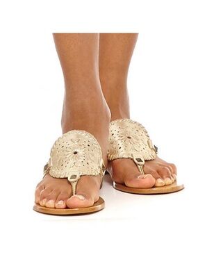 Jack Rogers Georgica Leather Sandal Gold 8.5 $128